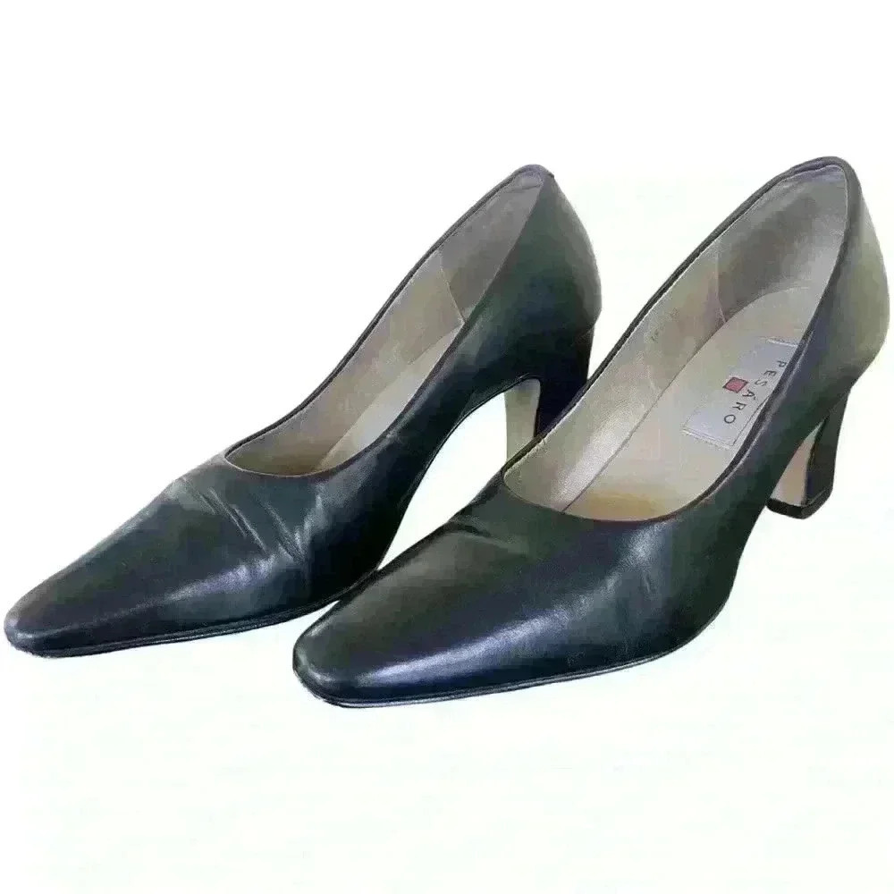 Pesaro Lenore Woman’s Size 8.5 Lucy Black Leather Slip On Pumps Brazilian made - Picture 6 of 11